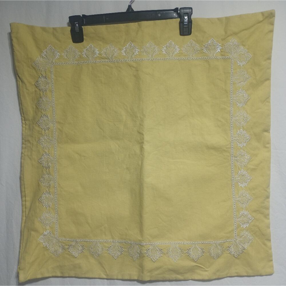 Madison Park 2 Yellow With White Embroidery Pillow Cases 24 X 24